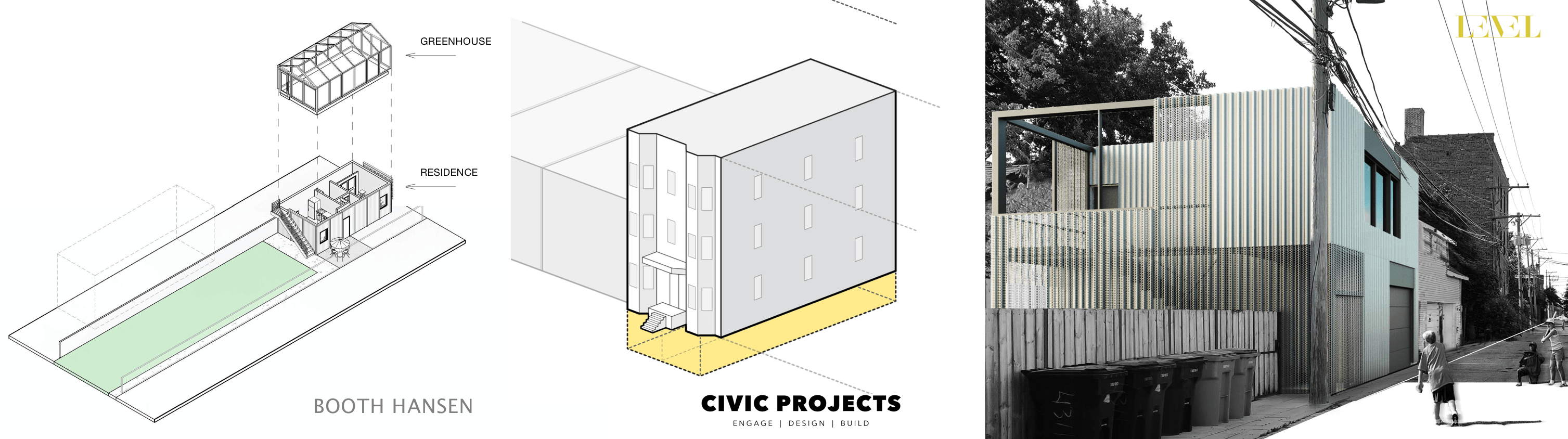 Graphic showing renderings of three kinds of ADUs