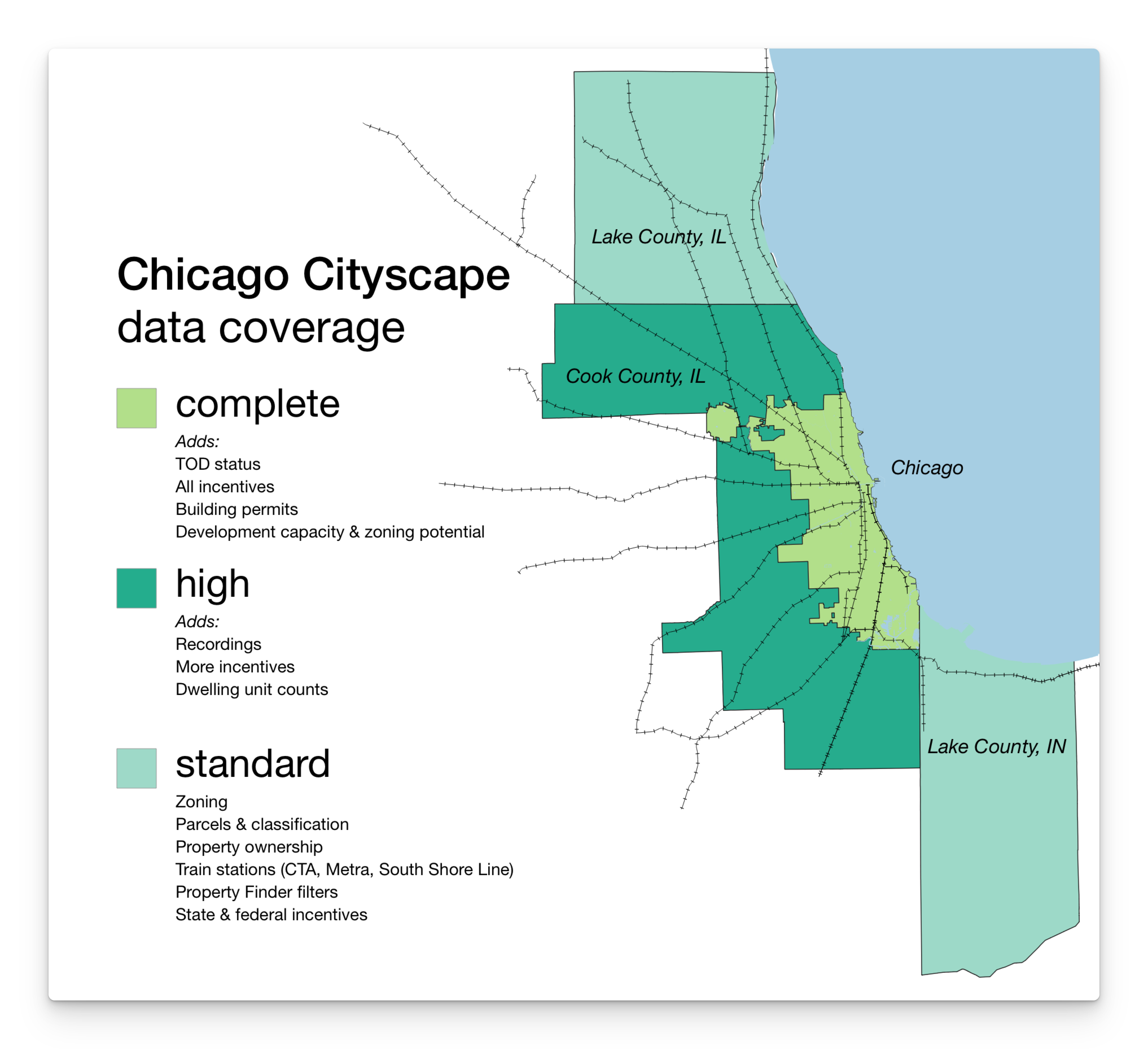 Map showing our data coverage by geography symbolized by amount of coverage