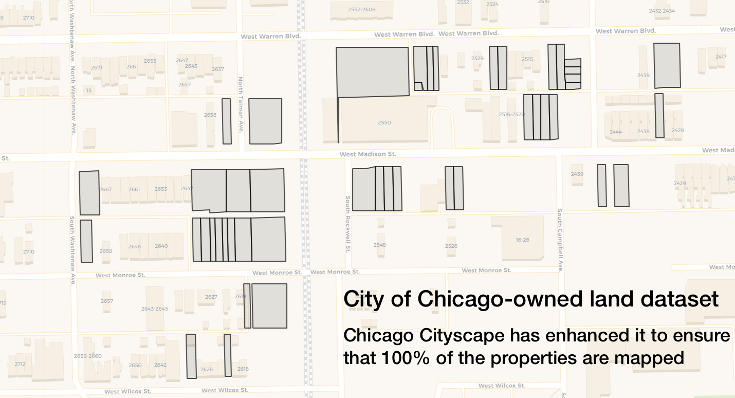 Partial map showing some of the Chicago-owned properties